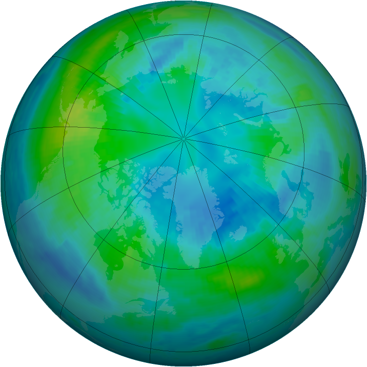 Arctic ozone map for 14 October 1996